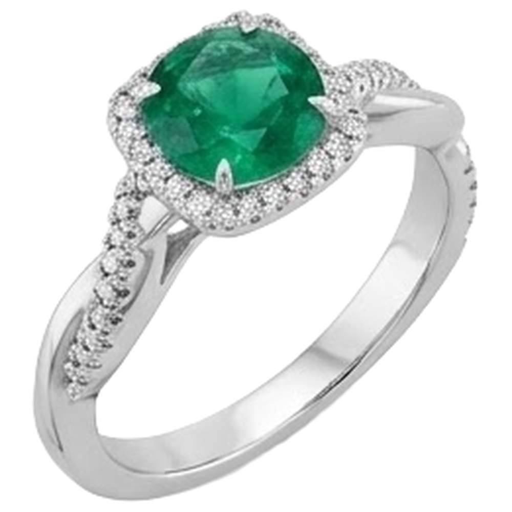 Anello con diamante Verde smeraldo Eagle Claw Prongs 3 carati con accento solitario