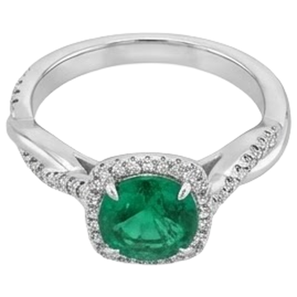 Anello con diamante Verde smeraldo Eagle Claw Prongs 3 carati con accento solitario