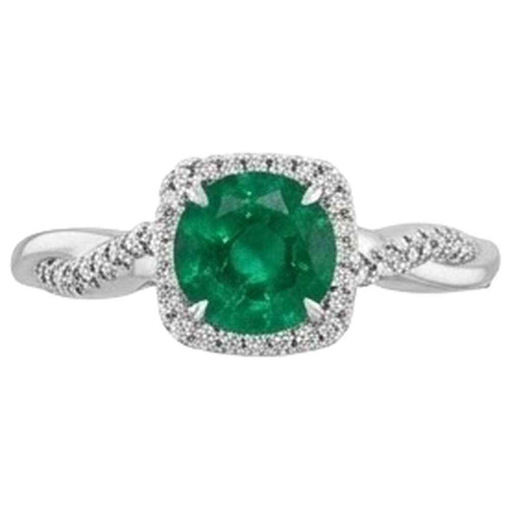 Anello con diamante Verde smeraldo Eagle Claw Prongs 3 carati con accento solitario