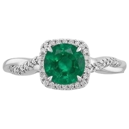 Anello con diamante Verde smeraldo Eagle Claw Prongs 3 carati con accento solitario