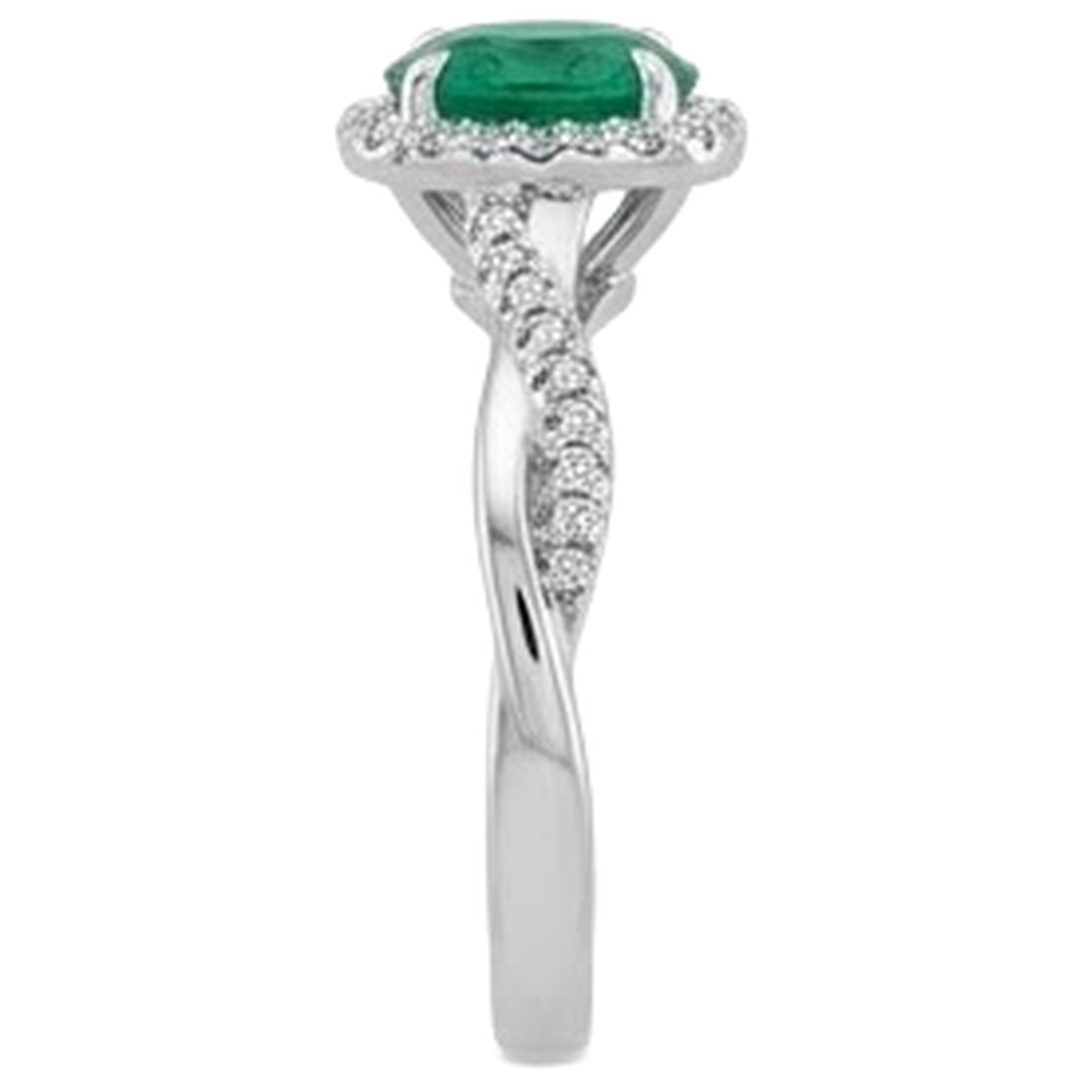 Anello con diamante Verde smeraldo Eagle Claw Prongs 3 carati con accento solitario