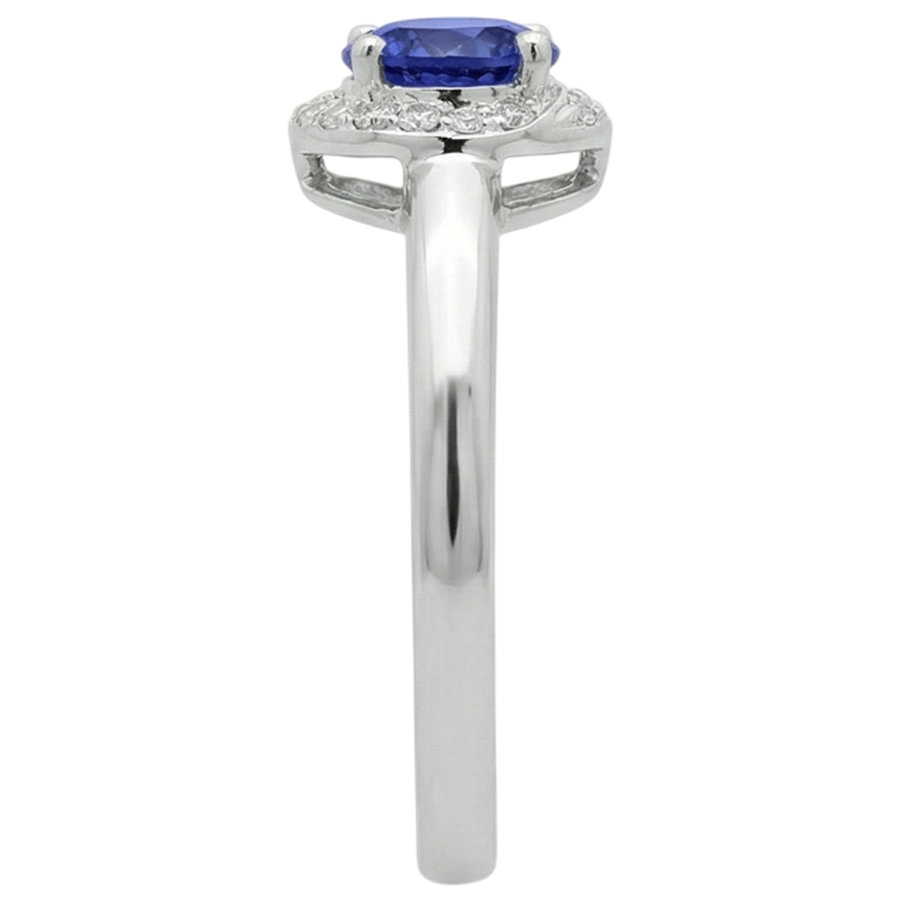 Anello con diamante fantasia in tanzanite con centro rotondo da 2.25 carati Nuovo