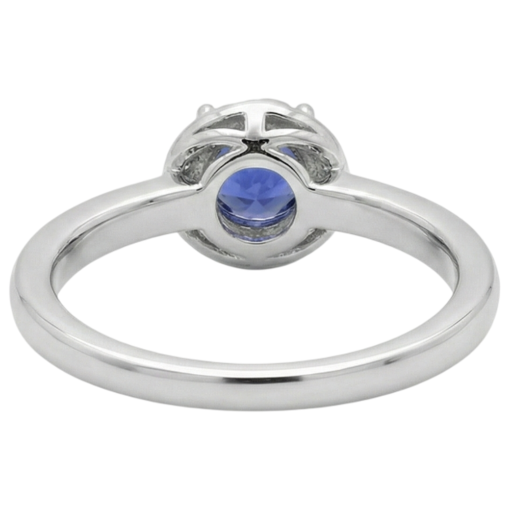 Anello con diamante fantasia in tanzanite con centro rotondo da 2.25 carati Nuovo