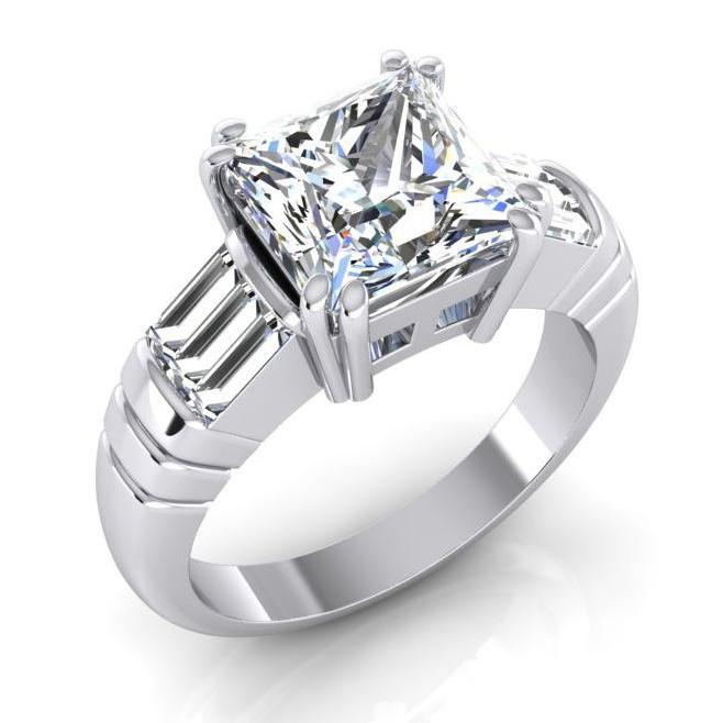 Anello con diamante grande da 4.51 ct. Anello di fidanzamento in oro con tre pietre di diamante - harrychadent.it