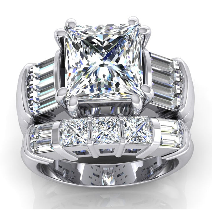 Anello con diamante grande 4.50 ct. Anello di fidanzamento oro tre pietre diamante