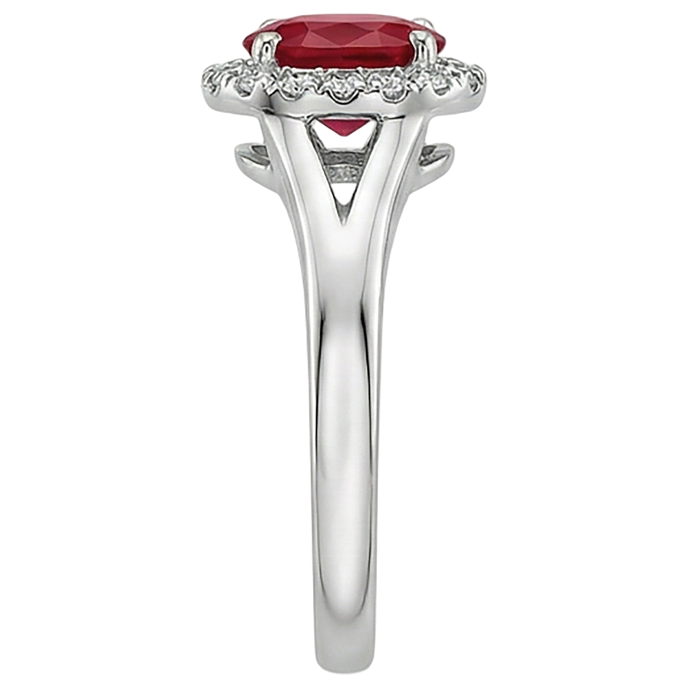 Anello con diamante rosso rubino di forma ovale 1.20 carati oro bianco 14K