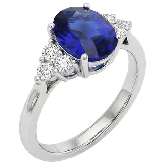 Anello con diamante rotondo Zaffiro naturale ovale dello Sri Lanka 8.25 carati