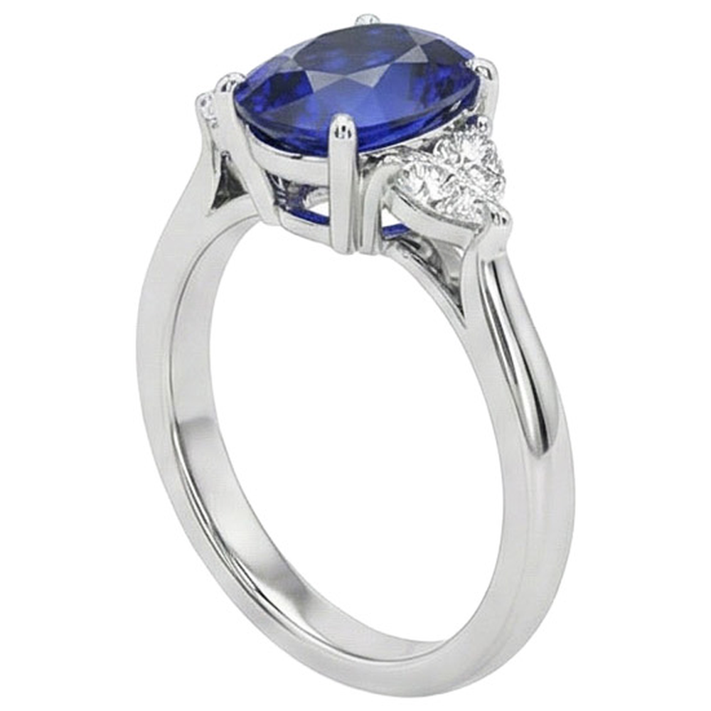 Anello con diamante rotondo Zaffiro naturale ovale dello Sri Lanka 8.25 carati