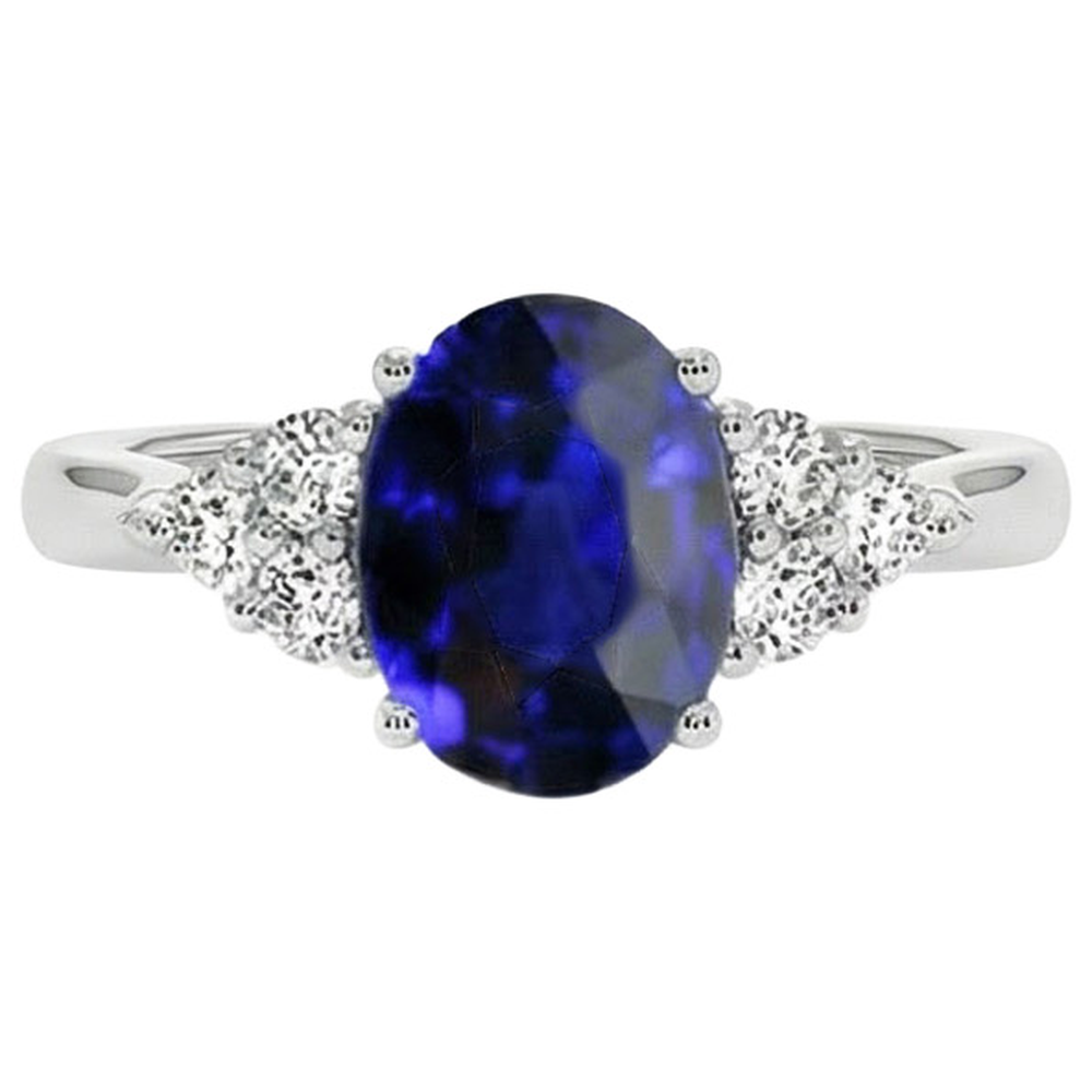 Anello con diamante rotondo Zaffiro naturale ovale dello Sri Lanka 8.25 carati
