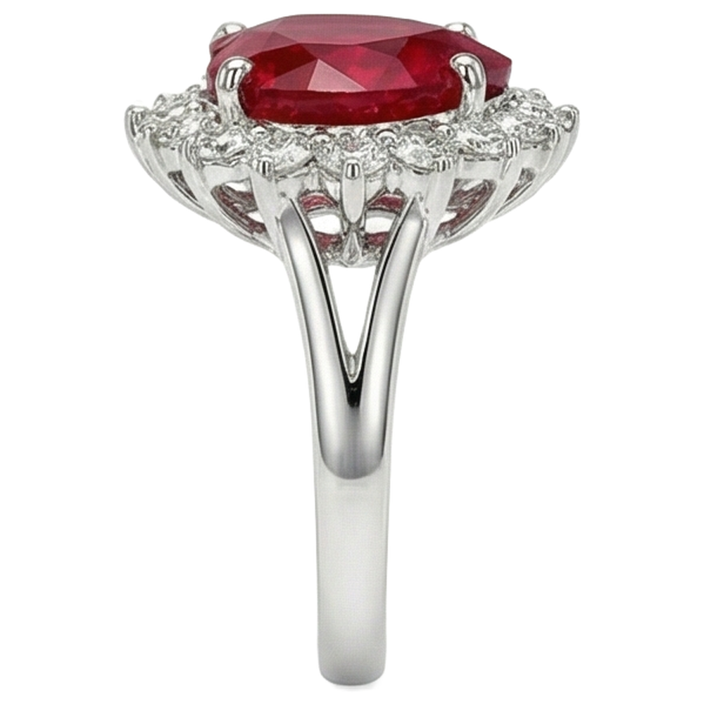 Anello con diamante rubino rosso a forma di cuore da 12,75 ct in oro bianco 14K Nuovo