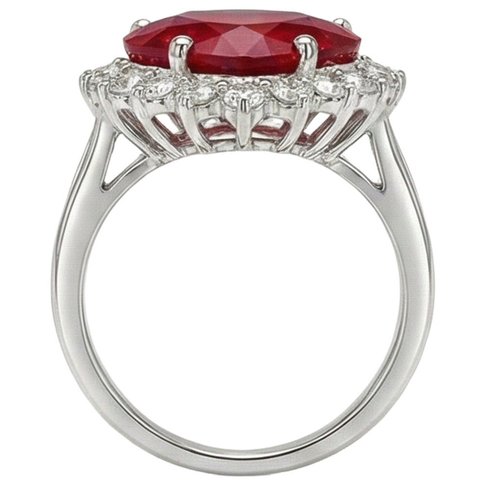 Anello con diamante rubino rosso a forma di cuore da 12,75 ct in oro bianco 14K Nuovo