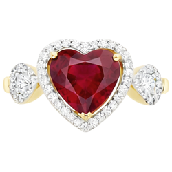 Anello con diamante rubino taglio cuore rosso. gioielli in oro giallo da 6.65 ct