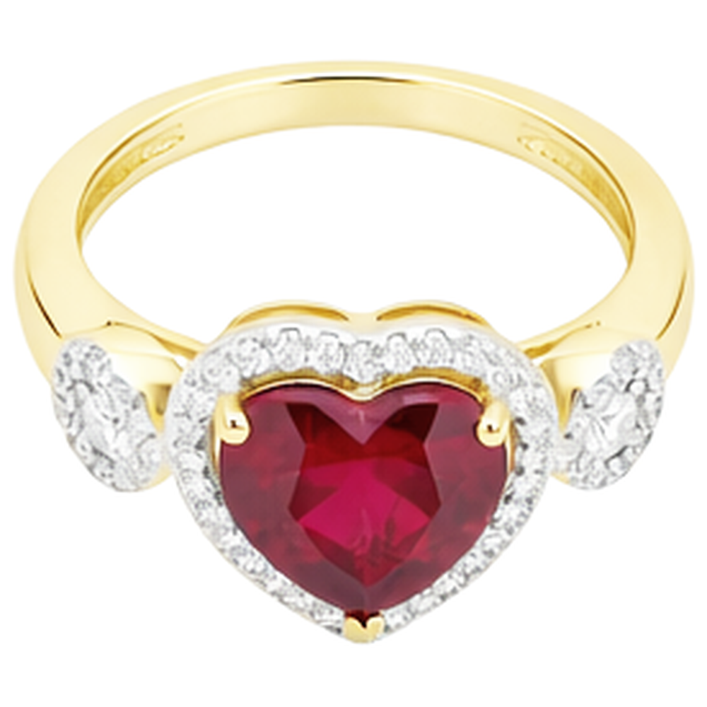 Anello con diamante rubino taglio cuore rosso. gioielli in oro giallo da 6.65 ct