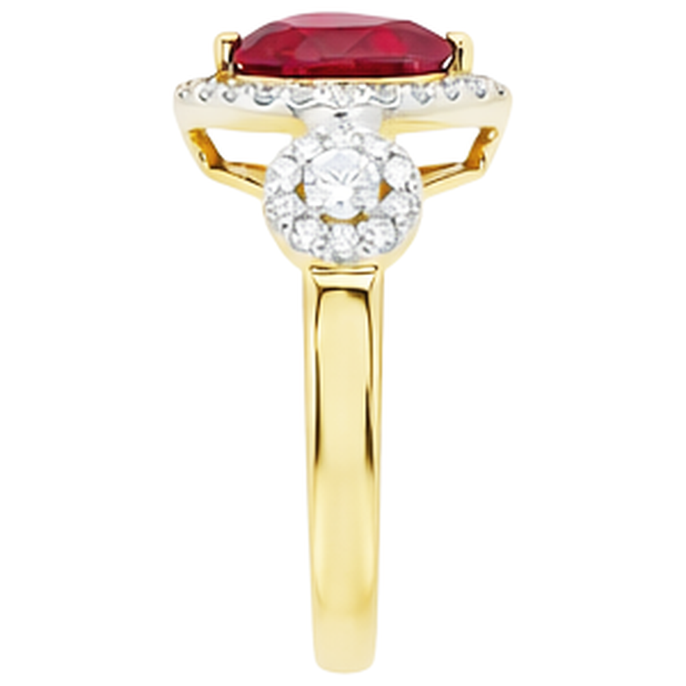 Anello con diamante rubino taglio cuore rosso. gioielli in oro giallo da 6.65 ct