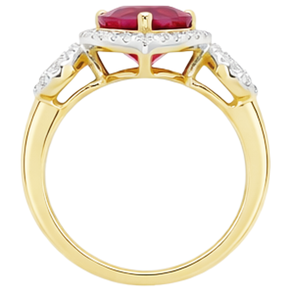 Anello con diamante rubino taglio cuore rosso. gioielli in oro giallo da 6.65 ct