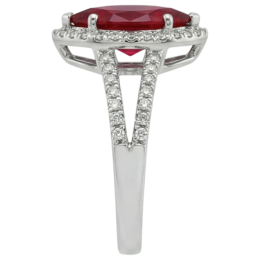 Anello con diamante rubino taglio marquise rosso oro bianco 5.55 ct