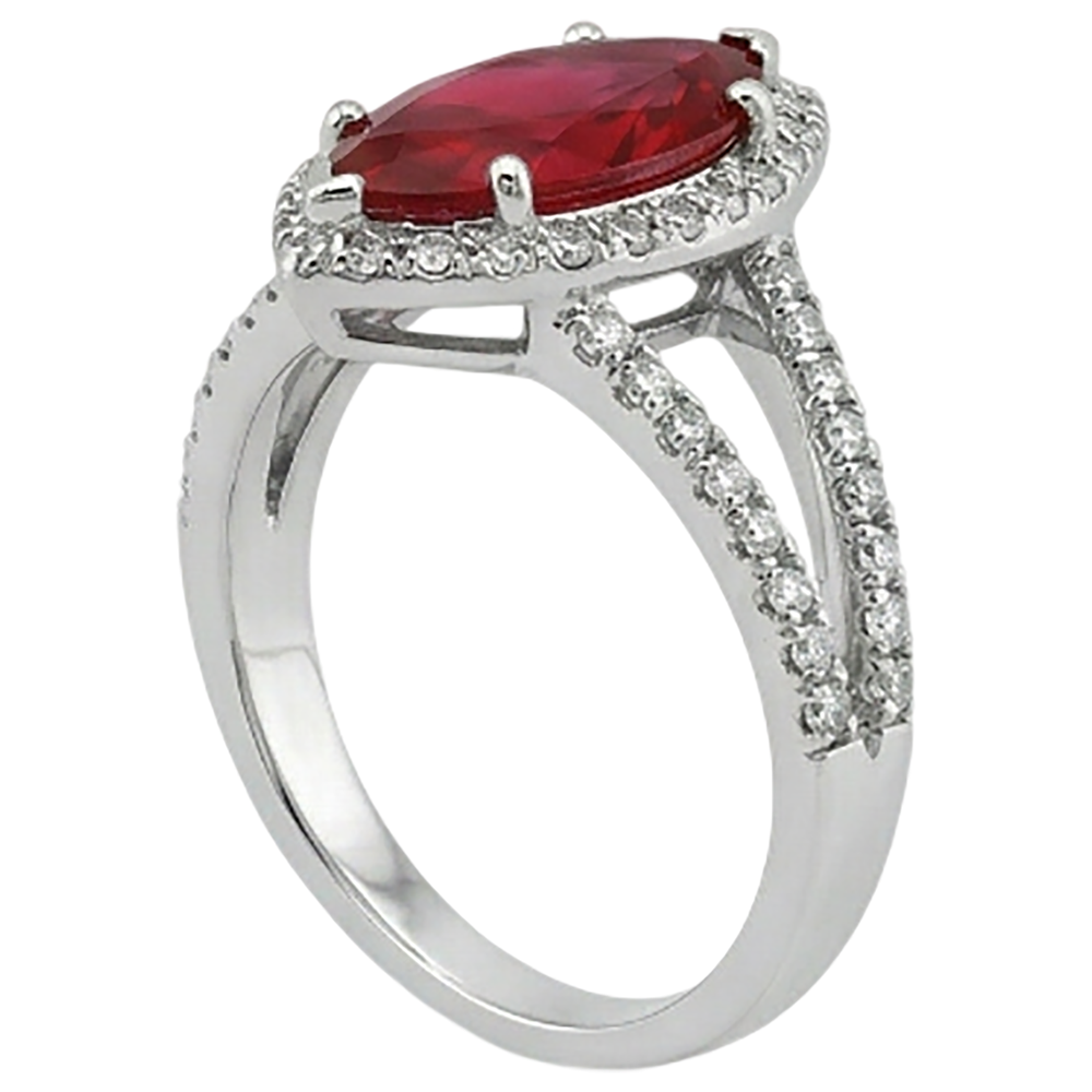 Anello con diamante rubino taglio marquise rosso oro bianco 5.55 ct
