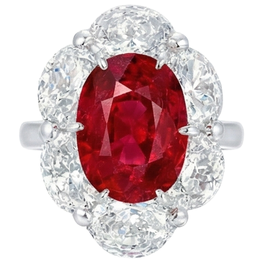 Anello con diamante rubino taglio ovale da 3,60 ct Nuovo