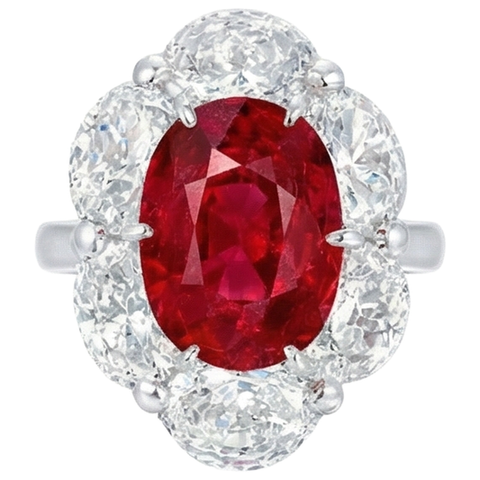 Anello con diamante rubino taglio ovale da 3,60 ct Nuovo