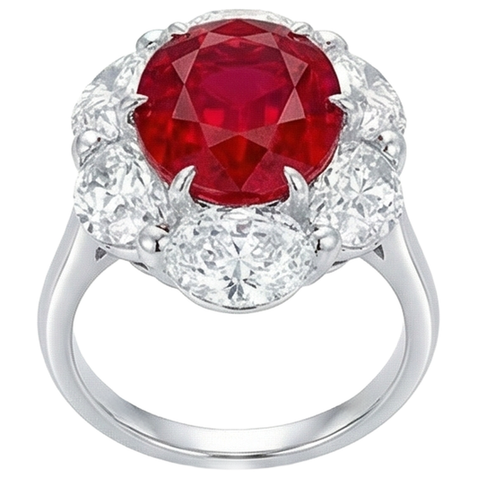 Anello con diamante rubino taglio ovale da 3,60 ct Nuovo