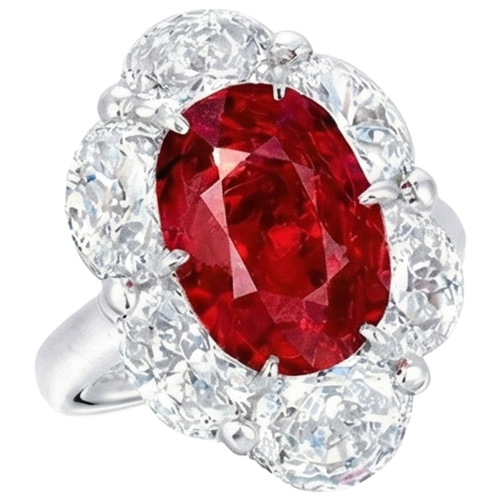 Anello con diamante rubino taglio ovale da 3,60 ct Nuovo