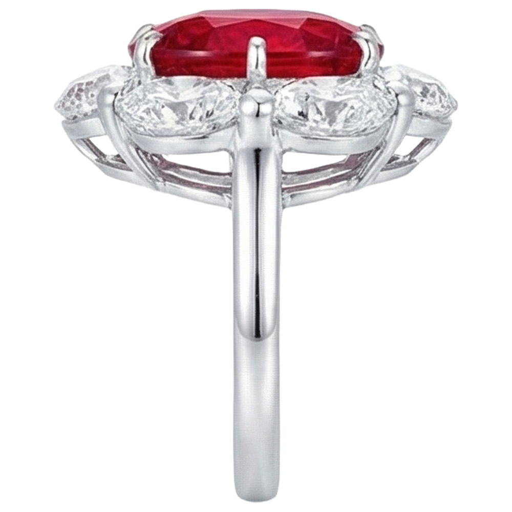 Anello con diamante rubino taglio ovale da 3,60 ct Nuovo