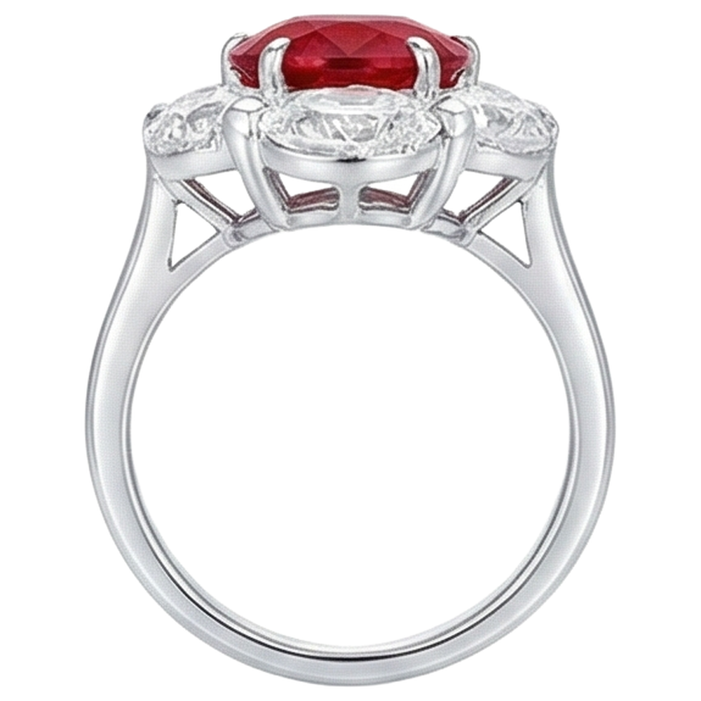 Anello con diamante rubino taglio ovale da 3,60 ct Nuovo