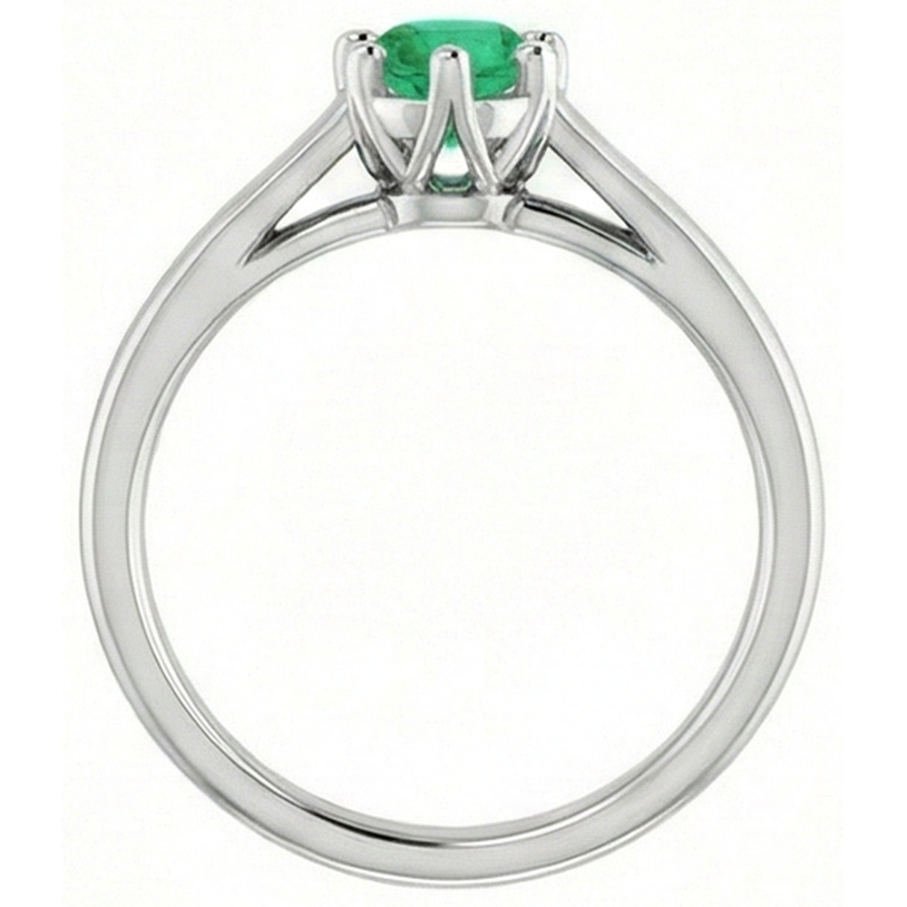 Anello con diamante verde smeraldo verde rotondo a sei punte. 1.25 carati. oro bianco 14K