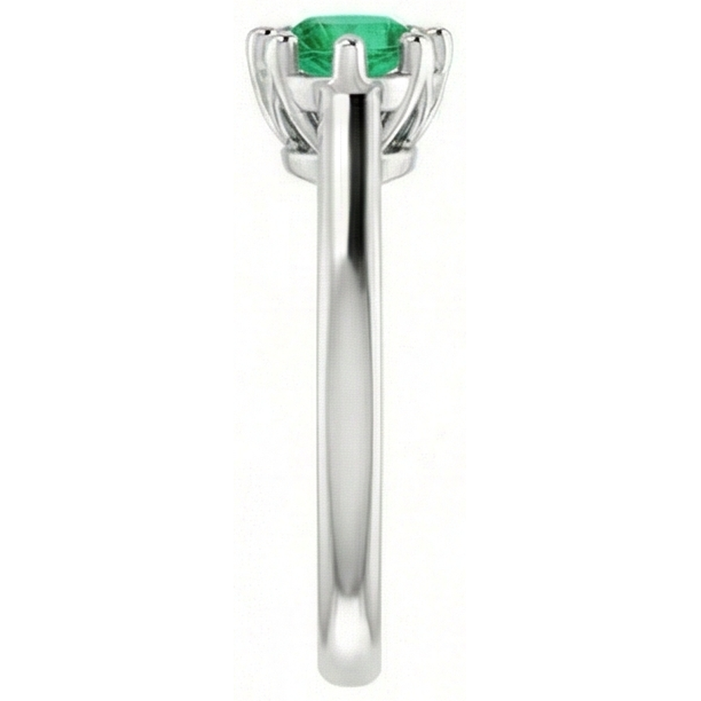Anello con diamante verde smeraldo verde rotondo a sei punte. 1.25 carati. oro bianco 14K