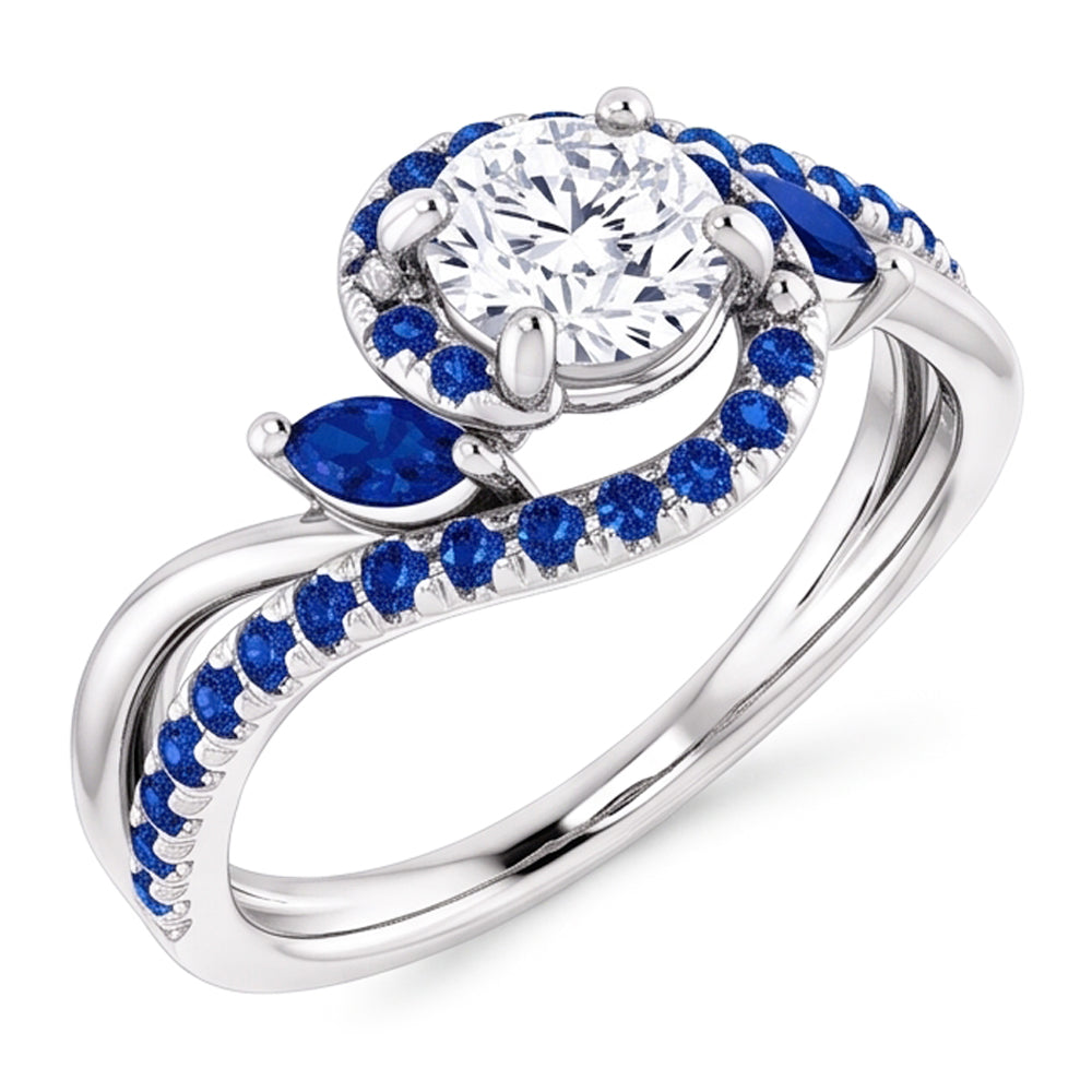 Anello con diamante zaffiro blu 1.65 carati