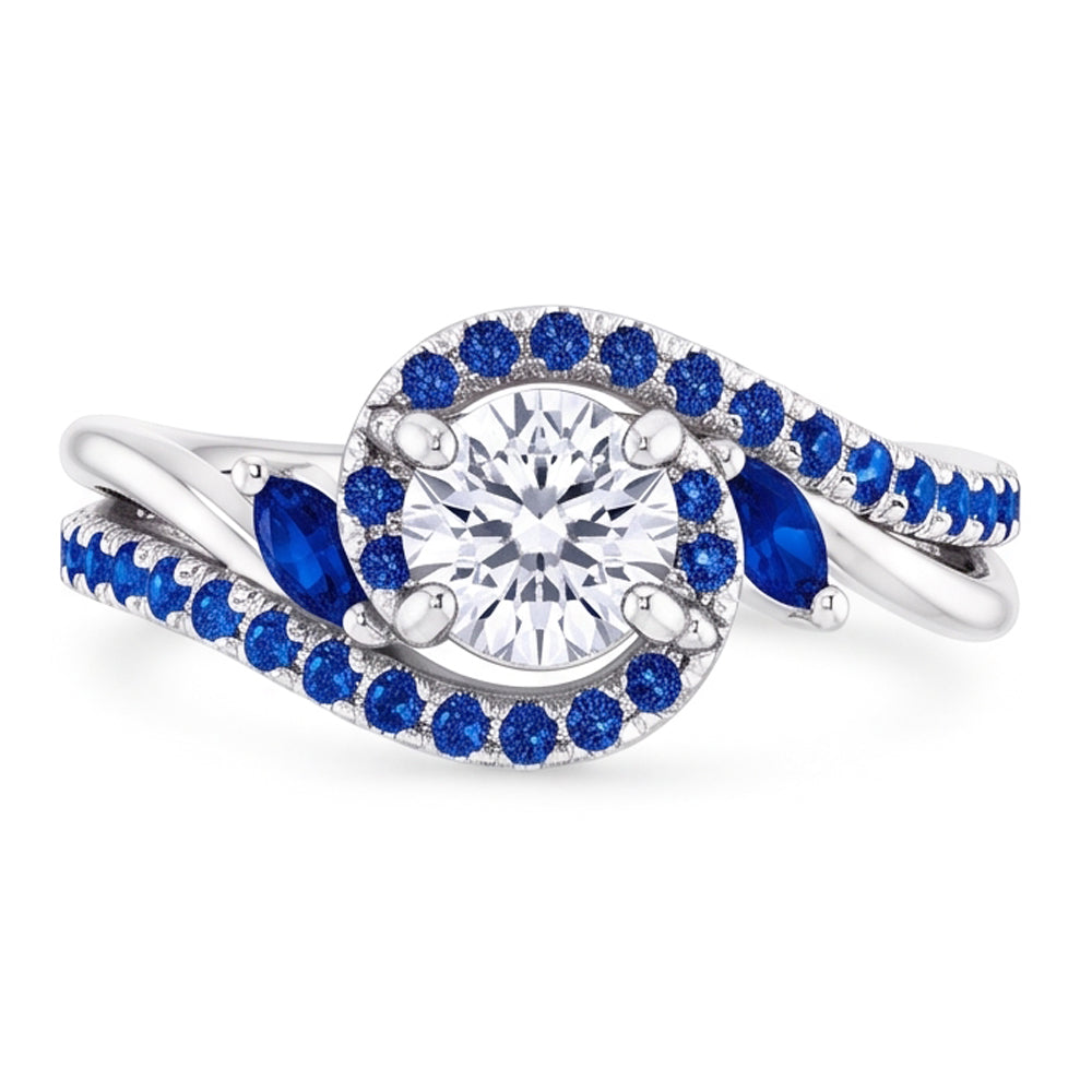 Anello con diamante zaffiro blu 1.65 carati