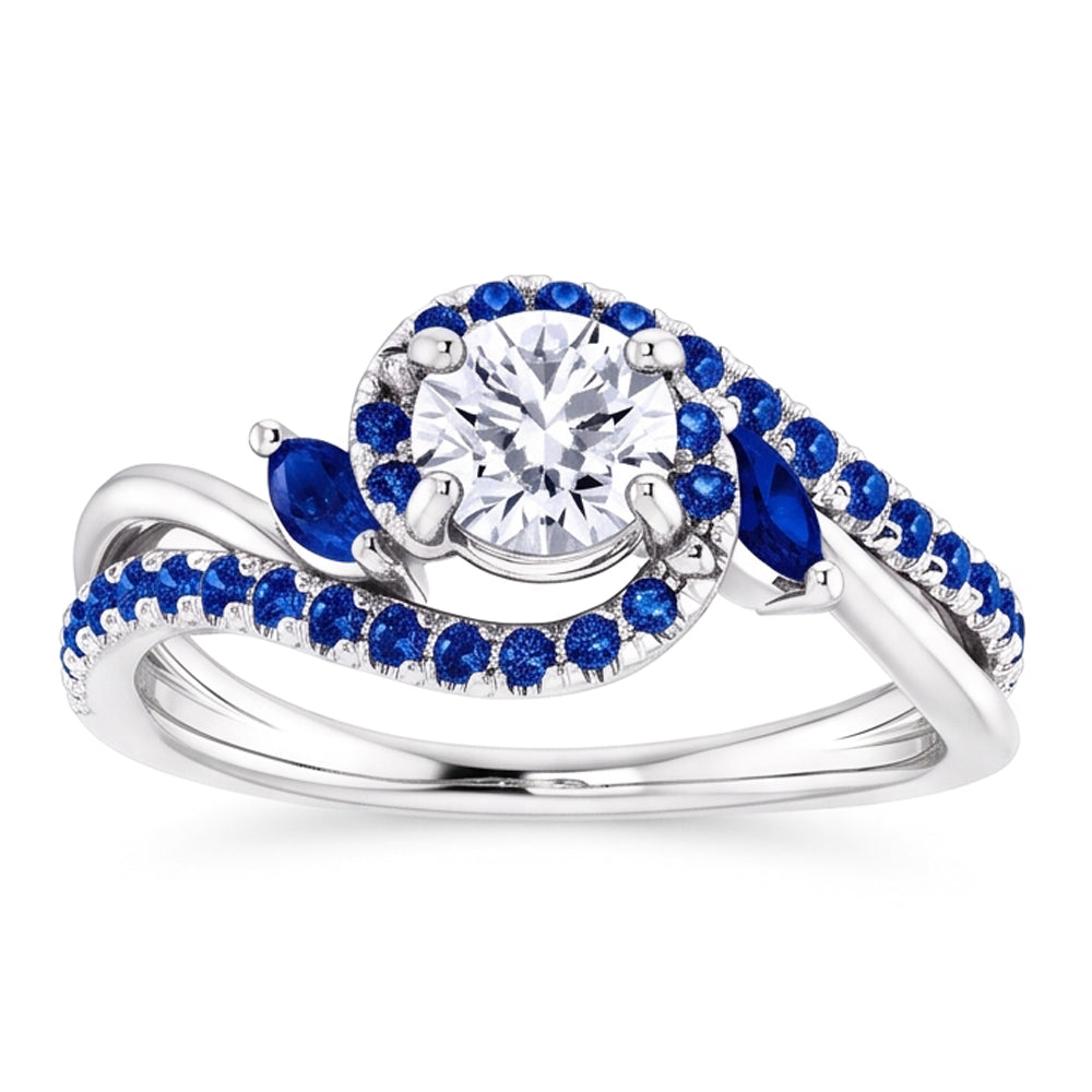 Anello con diamante zaffiro blu 1.65 carati