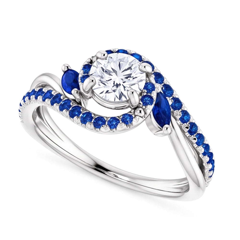 Anello con diamante zaffiro blu 1.65 carati