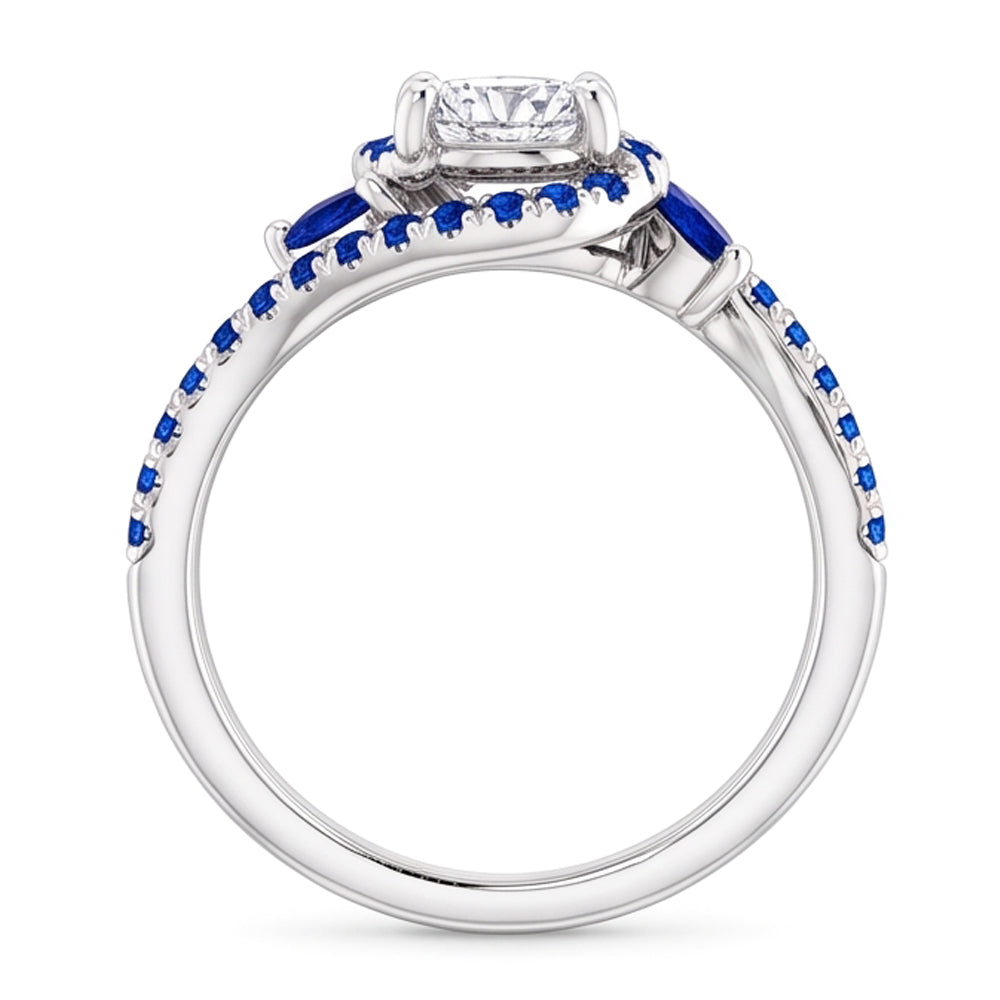 Anello con diamante zaffiro blu 1.65 carati
