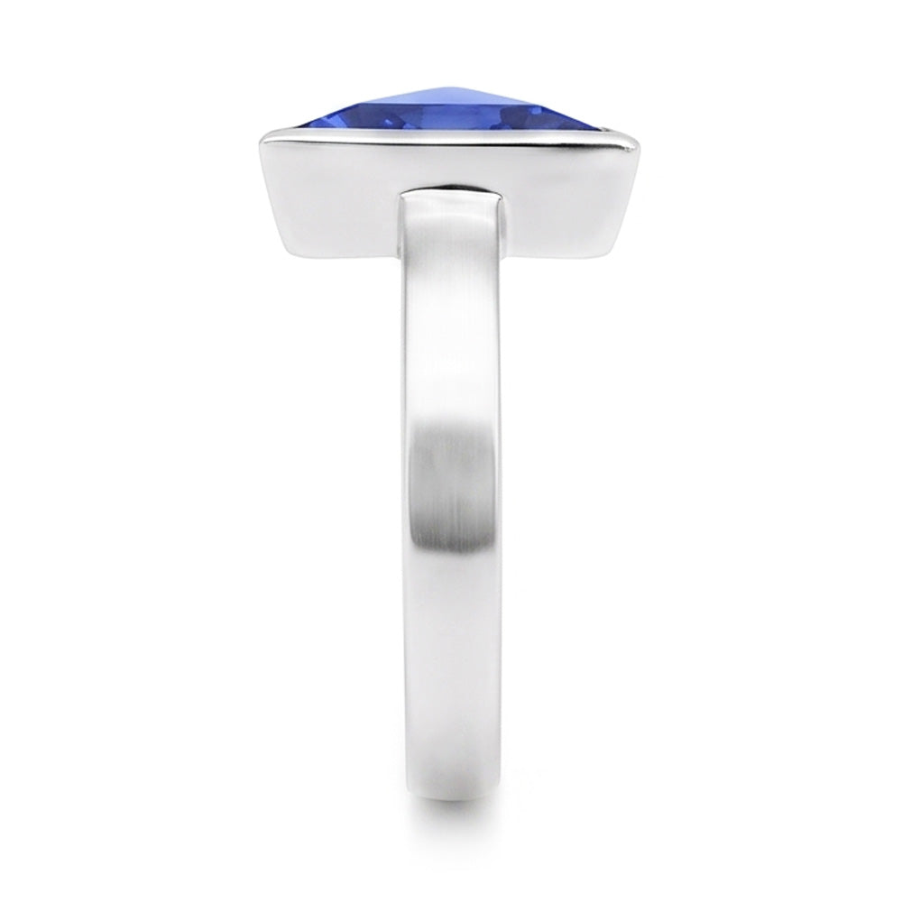 Anello con diamanti baguette Trilioni di castoni con zaffiro blu 1.75 carati