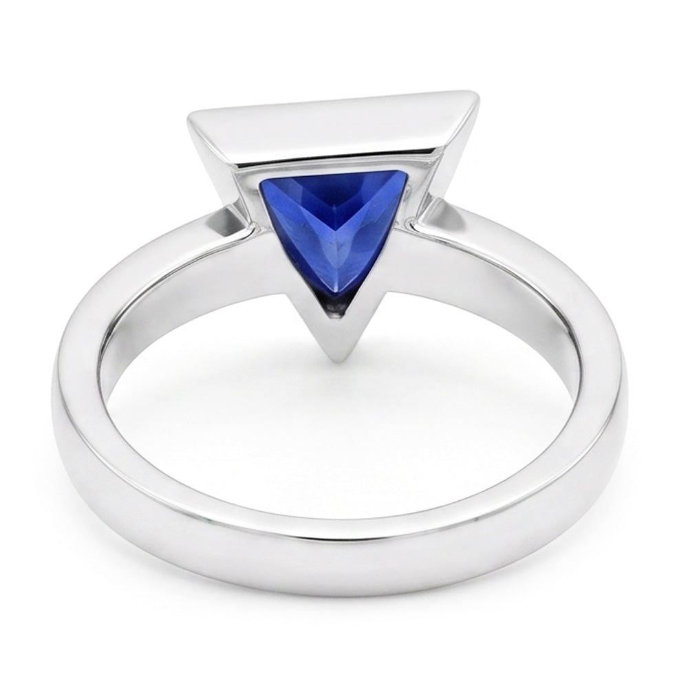 Anello con diamanti baguette Trilioni di castoni con zaffiro blu 1.75 carati