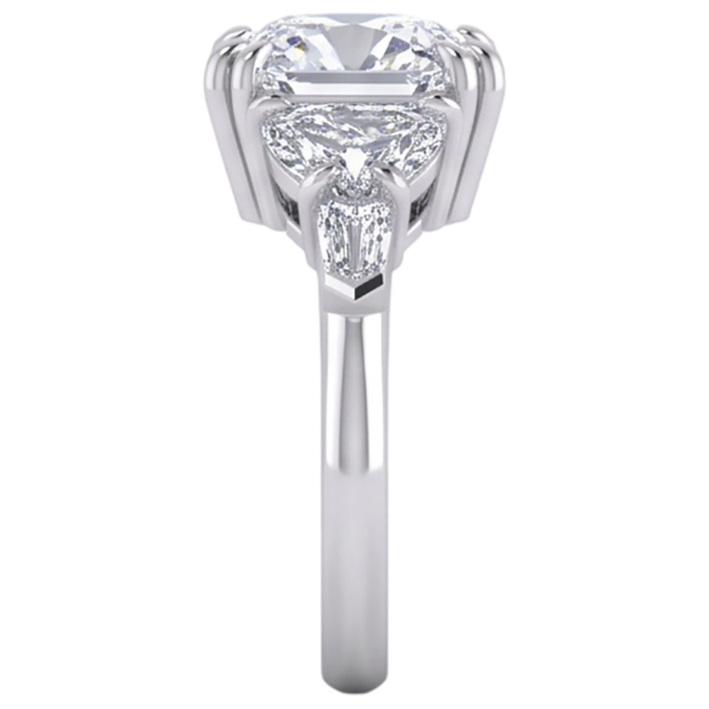 Anello con diamanti baguette a mezzaluna taglio cuscino da 3 ct. Taglio eccellente 14K