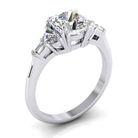 Anello con diamanti baguette a mezzaluna taglio cuscino da 3 ct. Taglio eccellente 14K - harrychadent.it