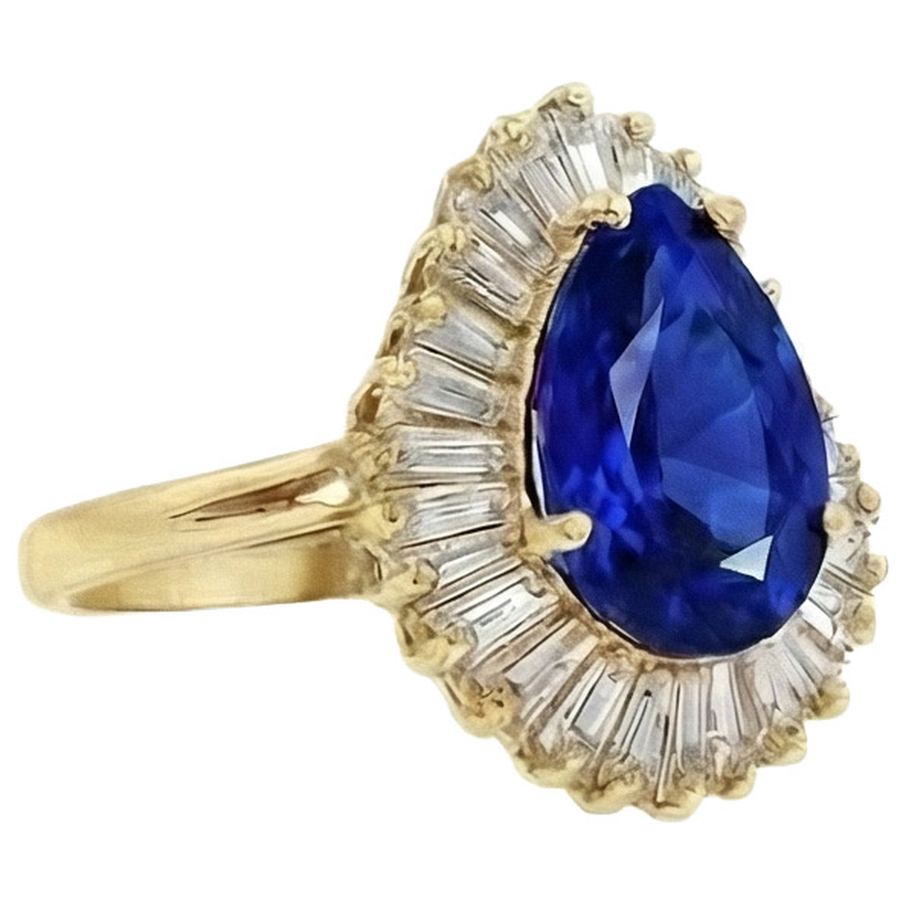 vero baguette diamante 4.70carati anello angolo laterale