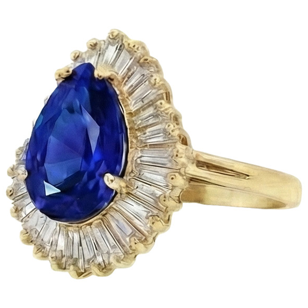 vero baguette diamante 4.70carati anello vista dall'alto