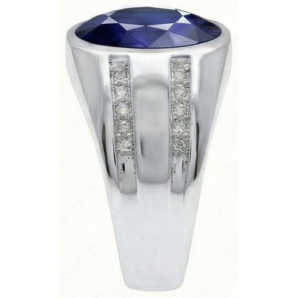 Anello con diamanti da uomo con zaffiro blu ovale in stile vintage con pietre preziose zingaresche
