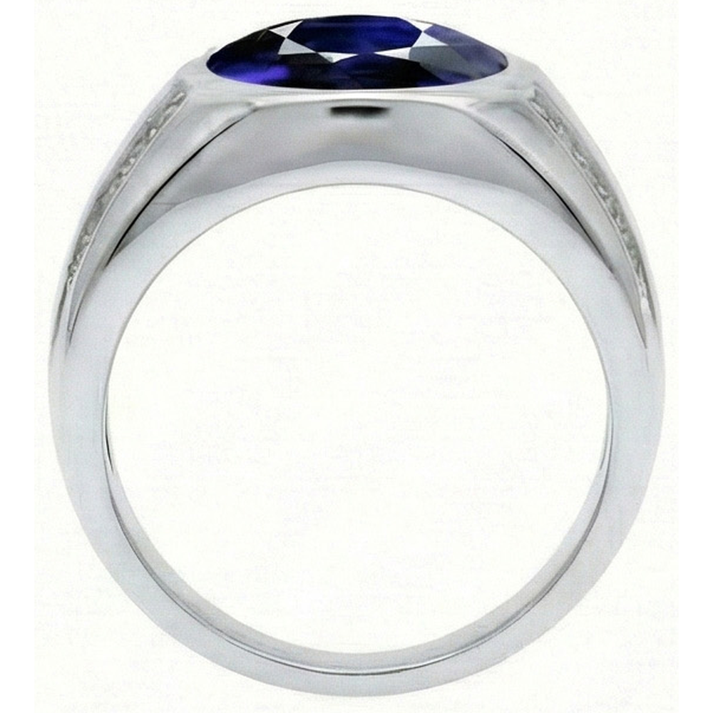 Anello con diamanti da uomo con zaffiro blu ovale in stile vintage con pietre preziose zingaresche