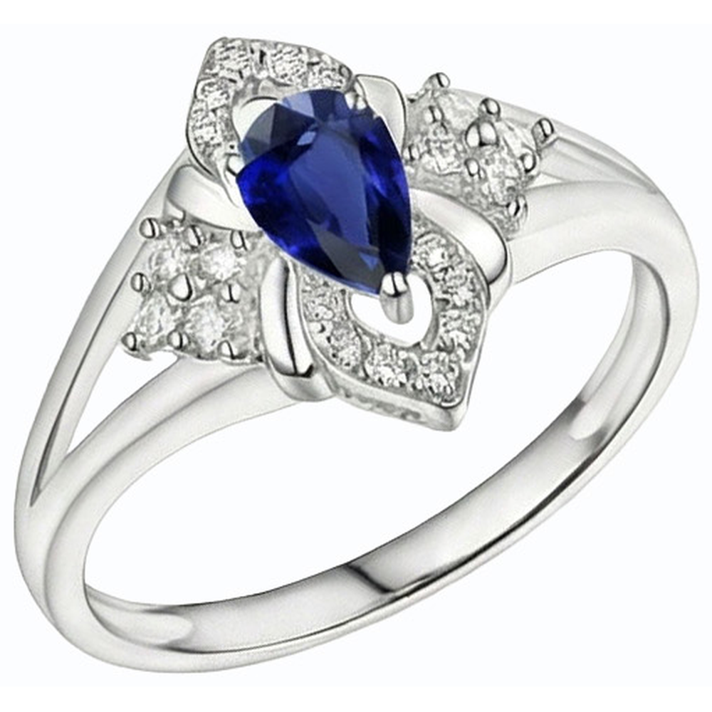 vero pear diamante 2.50carati anello vista di profilo
