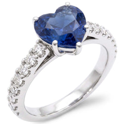 Anello con diamanti rotondi cattedrale impostazione zaffiro blu accenti 4,50 carati