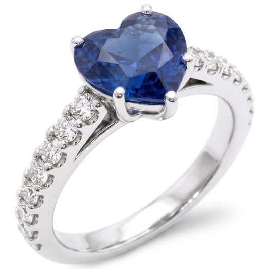Anello con diamanti rotondi cattedrale impostazione zaffiro blu accenti 4,50 carati