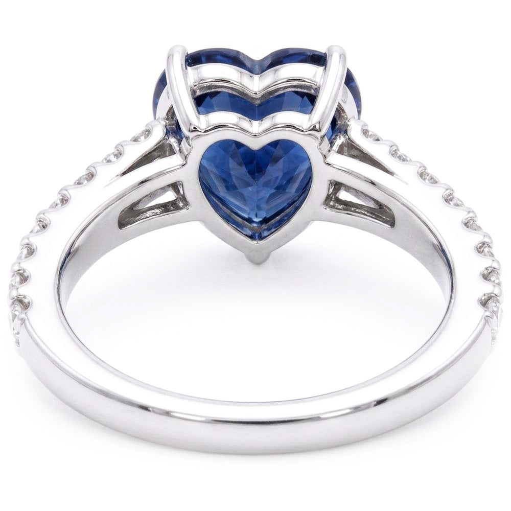 Anello con diamanti rotondi cattedrale impostazione zaffiro blu accenti 4,50 carati
