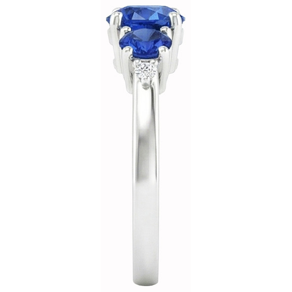 Anello con diamanti rotondi con zaffiro di Ceylon da 2,75 ct Oro bianco 14K
