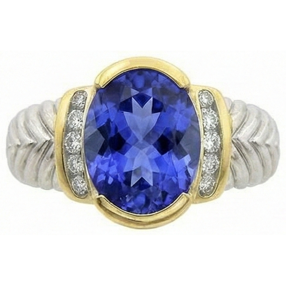 vero round tanzanite 3.50carati anello angolo laterale
