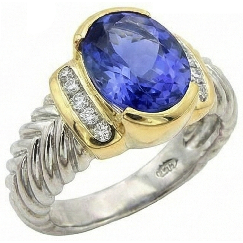 vero round tanzanite 3.50carati anello dettaglio ravvicinato