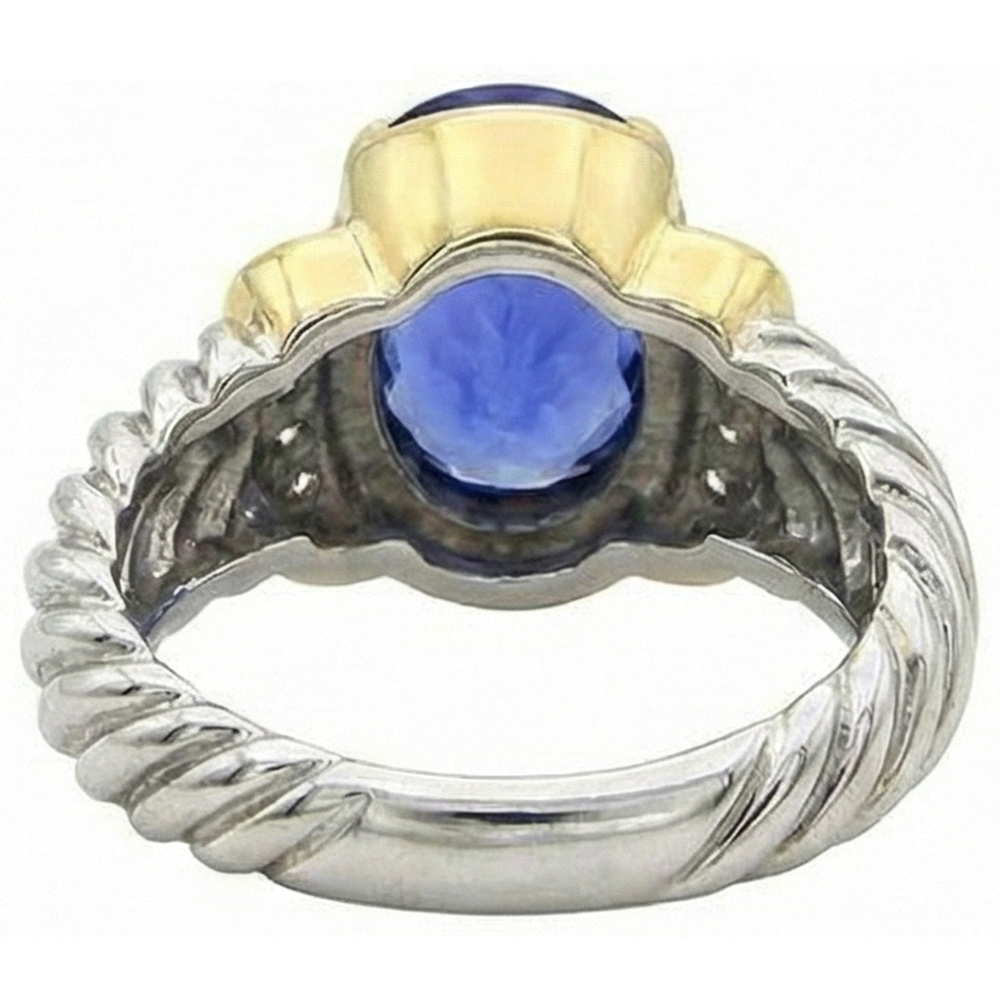 vero round tanzanite 3.50carati anello su bianco